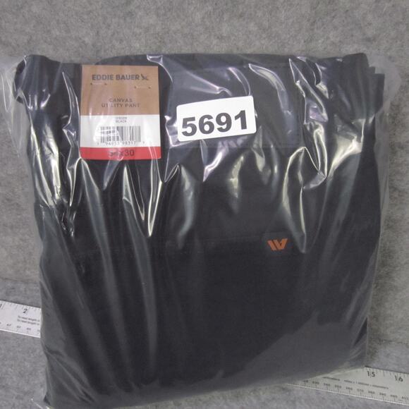 Eddie Bauer Pants Mens 34x30 Black Canvas Utility Pant Workwear Durable Pockets - Picture 7 of 7